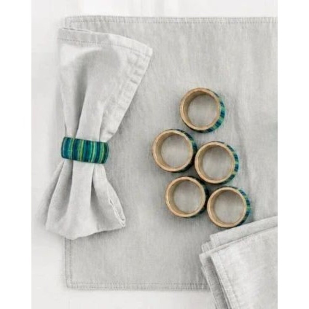Crate & Barrel Cool Hues Napkin Rings Set of 6 Blue Green Turquoise